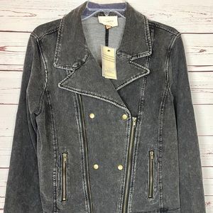 SKIES ARE BLUE!! Biker Jacket Grey Black Pockets